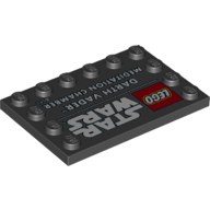 Plate Special 4 x 6, Studs on 3 Edges with 'LEGO STAR WARS Darth Vader Meditation Chamber' Print (Black)