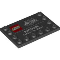Plate Special 4 x 6, Studs on 3 Edges with 'LEGO BATMAN CLASSIC TV SERIES' Print (Black)