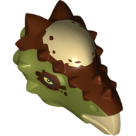 Animal Body Part, Dinosaur, Stygimoloch Head with Reddish Brown Markings Print (Olive Green)