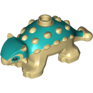 Animal, Dinosaur, Ankylosaurus, Baby with Tan Spikes and Legs, Dark Turquoise Eyes Print (Dark Turquoise)