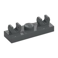 Plate Special 1 x 3 with 2 Clips on Top (Dark Bluish Gray)