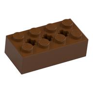 Brick Special 2 x 4 with 3 Axle Holes (Reddish Brown)