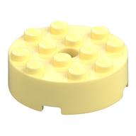 Brick Round 4 x 4 Centre Hole (Bright Light Yellow)