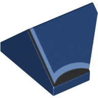 Brick Sloped 45° 2 x 1 Double / Inverted with Bottom Stud Holder with Black, Medium Blue Lines Print (Dark Blue)