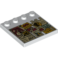 Plate Special 4 x 4, Studs on One Edge with Bulletin Board Print (White)