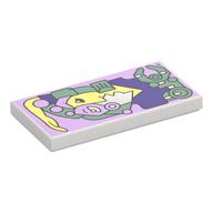 Tile 2 x 4 with Abstract Art (Galidor) Print (White)