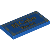 Tile 2 x 4 with Gold 'EL CUBO FINE ART' Print (Blue)