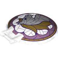 Dish 6 x 6 Inverted - No Studs with Handle with Stained Glass White Horse, Bright Light Orange Mane, Lavender Border Print (Trans-Clear)
