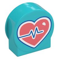 Duplo Brick 1 x 3 x 2 Round Top, Cut Away Sides with Pink Heart with Zigzag Life Line Print (Medium Azure)