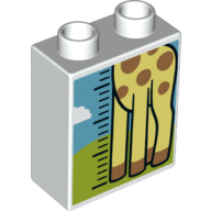 Duplo Brick 1 x 2 x 2 with Giraffe Body Height Chart Print (White)
