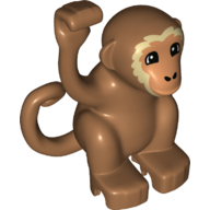 Duplo Animal Monkey with Curly Side Tail - Nougat Face with Tan Hair Details Print (Medium Nougat)