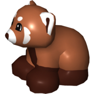 Duplo Animal Red Panda with White Ears, Muzzle, and Cheeks, Reddish Brown Feet Print (Dark Orange)