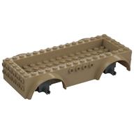Vehicle Base 8 x 16 with Wheel Arches, Front and Side Studs, and 4 x 14 Recessed Studded Section, 5 Holes (Dark Tan)