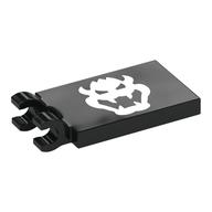 Tile Special 2 x 3 with 2 Clips with Bowser Head Print (Black)