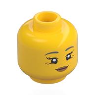 Minifig Head Raccoon Costume Fan, Light Bluish Gray Eyebrows, Open Mouth Smile / Closed Mouth Smile Print (Yellow)