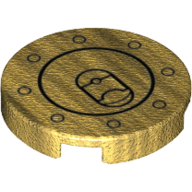 Tile Round 2 x 2 with Circles / Bolts Print (Pearl Gold)