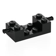 Brick Special 2 x 4 with Wheels Holder, Cross Slit with 2 x 2 Recessed and Hole (Black)