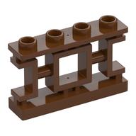 Fence 1 x 4 x 2 Ornamental Asian Lattice Square with 4 Studs (Reddish Brown)