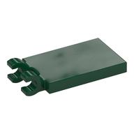 Tile Special 2 x 3 with 2 Clips without Tab between Clips (Dark Green)