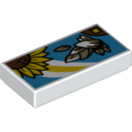 Tile 1 x 2 with Sunflowers, Sunflower Seeds on Dark Azure Background Print (White)