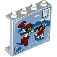 Panel 1 x 4 x 3 with Skating Minifigures, Thermometer -6 Deg. Print (White)