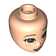 Minidoll Head, Green Eyes, Freckles, Crooked Smile Print (Light Nougat)