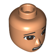 Minidoll Head Male, Dark Brown Eyes, Open Mouth Scared Print (Nougat)