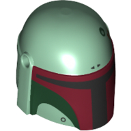 Helmet Mandalorian with Holes, Black Visor, Dark Red and Dark Green Markings Print (Boba Fett) (Sand Green)