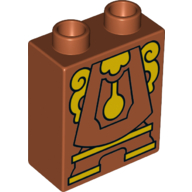Duplo Brick 1 x 2 x 2 with Bottom Clock (Cogsworth) Print (Dark Orange)