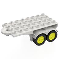 Duplo Trailer Flatbed 4 x 8 with Hook and 4 Vibrant Yellow Wheels (White)