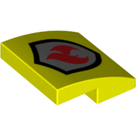 Brick Curved 2 x 2 x 2/3 with Fire Logo Print (Vibrant Yellow)