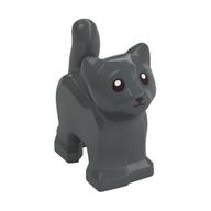 Animal, Cat, Kitten, Short Tail, Black Eyes and Nose Print (Dark Bluish Gray)