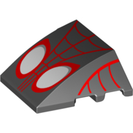 Brick Wedged, Curved 4 x 3 No Studs with Red Spider-Man Face Print (Black)