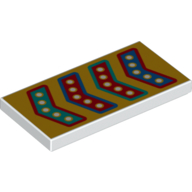 Tile 2 x 4 with Red, Blue, and Dark Turquoise Arrows on Yellow Background Print (White)