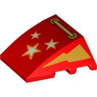 Brick Wedged, Curved 4 x 3 No Studs with Stars, Lightning Bolts, and Bar Print (Red)