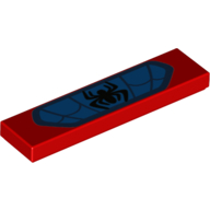 Tile 1 x 4 with Black Spider and Webbing on Blue Background Print (Red)