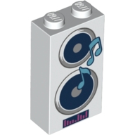 Brick 1 x 2 x 3 with Speakers, Music Notes Print (White)
