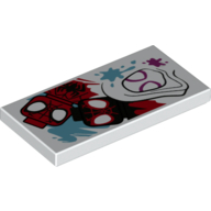 Tile 2 x 4 with Spider-Man (Peter Parker), Spin (Miles Morales), Ghost-Spider (Gwen Stacy) Print (White)