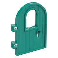 Door 1 x 4 x 6 Round Top with Window and Keyhole, Reinforced Edge (Dark Turquoise)