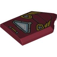 Tile Special 2 x 3 Pentagonal with Iron Man Suit, Triangle Arc Reactor Print (Dark Red)