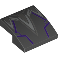 Brick Curved 2 x 2 x 2/3 with Dark Purple/Light Bluish Grey Stripes Print (Black)