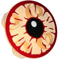 Plate Round 2 x 2 with Rounded Bottom with Bloodshot Eye and Black Pupil Print (Trans-Orange)