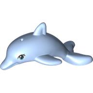 Animal, Dolphin, Jumping with Blue Eyes and Eyelashes Print (Bright Light Blue)