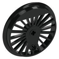 Train Wheel RC Train, Spoked with Technic Axle Hole and Counterweight, 50mm diameter [Flanged Driver] (Black)