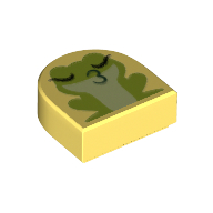 Tile Round 1 x 1 Half Circle with Kissing Frog Print (Bright Light Yellow)