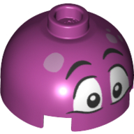 Brick Round 2 x 2 Dome Top with Eyes and Eyebrows Print (Magenta)