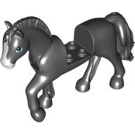 Animal, Horse with Raised Leg, Moveable Head, Roached Mane, White Nose, Bright Blue Eyes Print (Black)