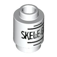 Brick Round 1 x 1 with 'Skele-Gro' Print (White)