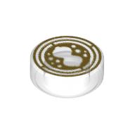 Tile Round 1 x 1 with Gold Time Turner Hourglass Print (Trans-Clear)