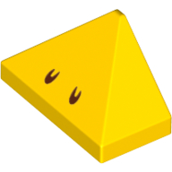 Brick Sloped 45° 2 x 1 Triple with Reddish Brown Marks (Nostrils) Print (Yellow)